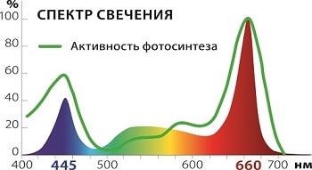 Спектр свечения фитосветильника 
