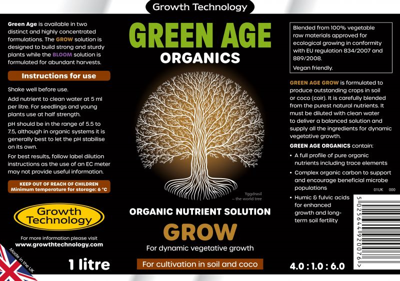 Описание органического удобрения Green Age Organics Grow Growth Technology 1 л