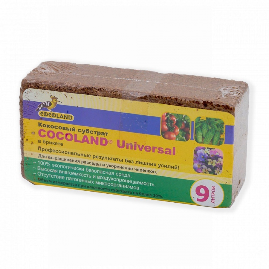 Купить кокосовый субстрат в брикетах Cocoland 9 литров для растений и .